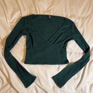 BDG Women's Green Wrap Top XS